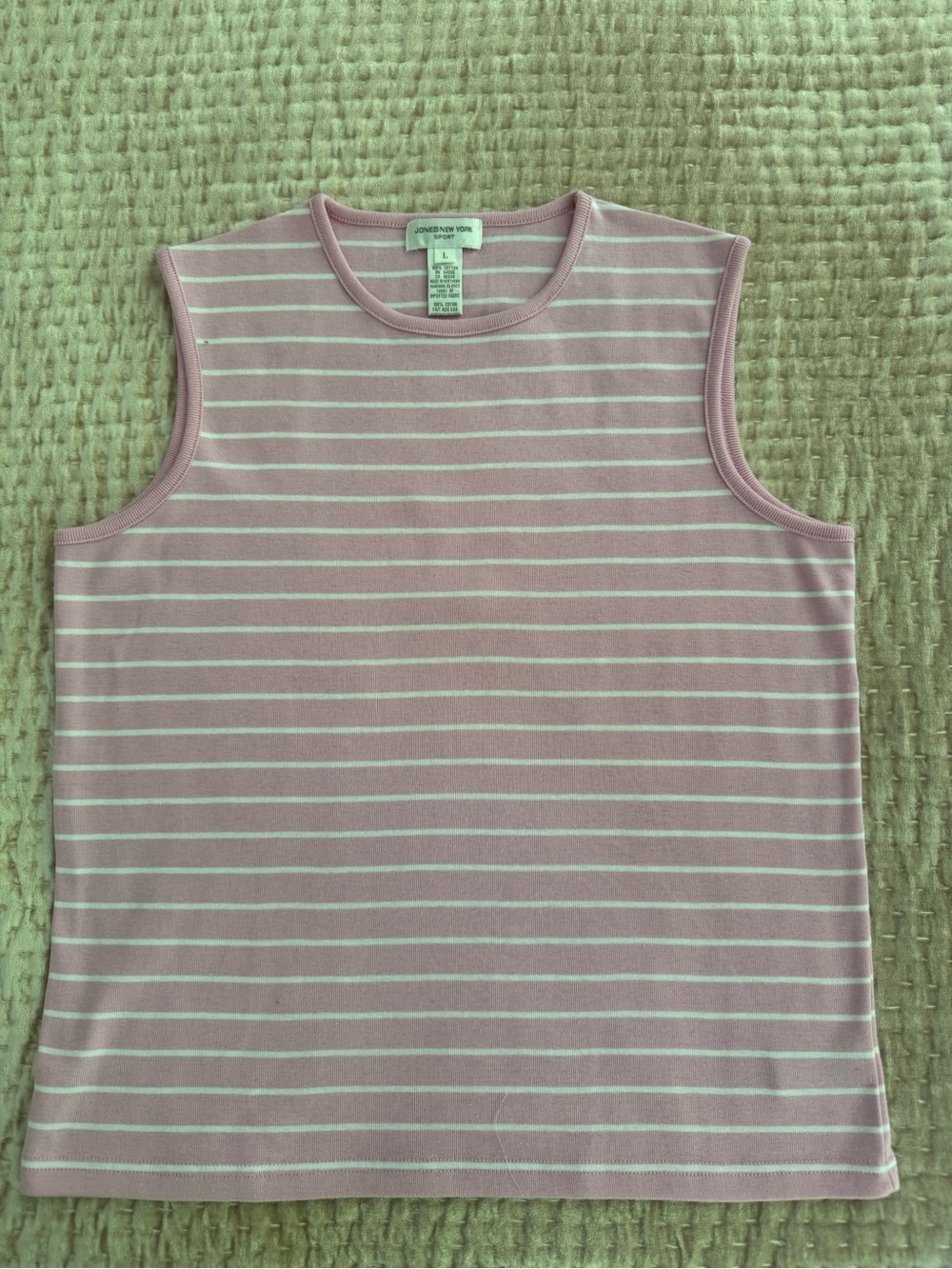 Jones New York Pink and White Striped Knit Tank